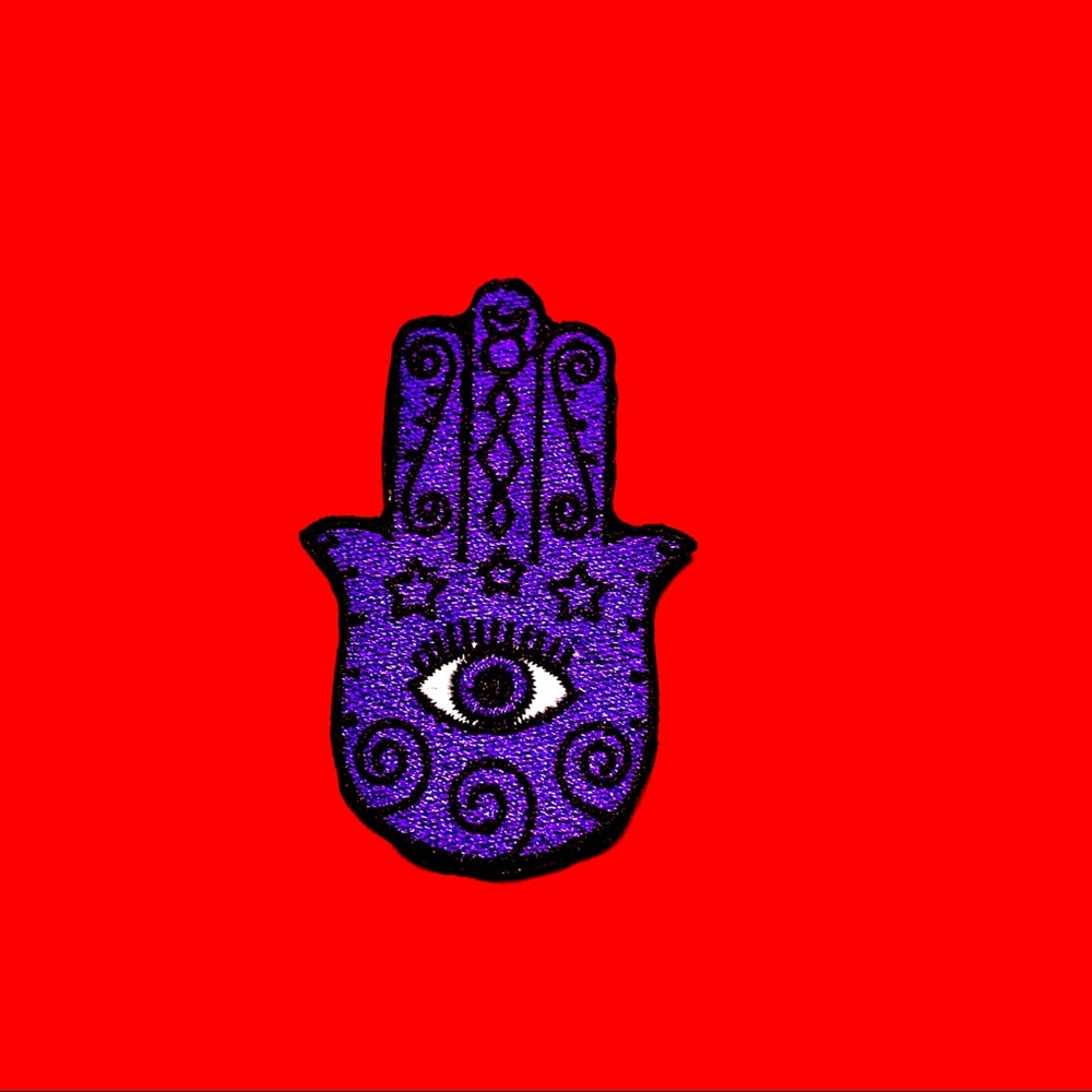 Purple hamsa hand eye iron On patch